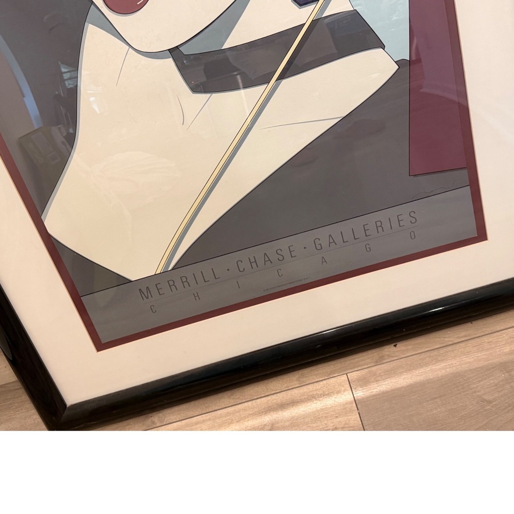 Vintage Merrill Chase Galleries Chicago 80s Patrick Nagel Style Framed Art 38x26 - Picture 3 of 9